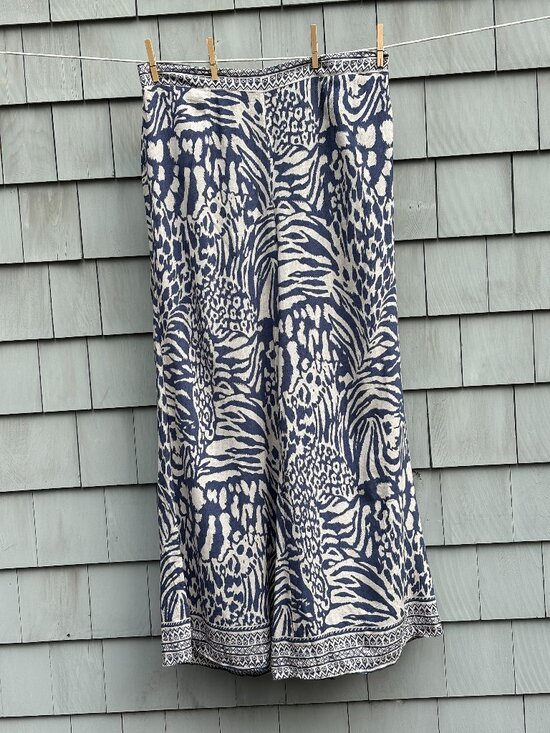 Molly Bracken Pants - Molly Bracken Wide Leg Pants Navy Cream Animal Print Size XL NWT